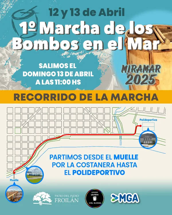 MARCHA DE LOS BOMBOS EN EL MAR - Recorrido 12 y 13 Abril 2025