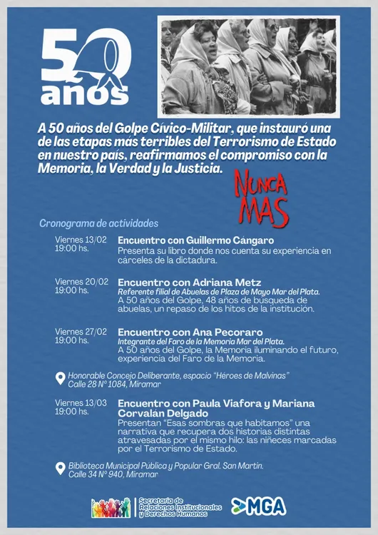 DDHH MGA - Cronograma 50 Aniv Golpe - 13 al 27 Feb 2026