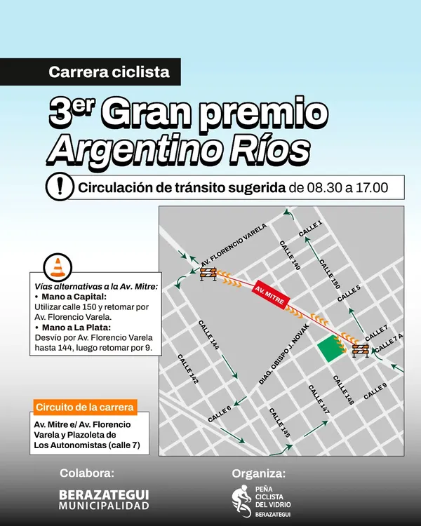 Berazategui palpita el 3er Gran Premio Argentino Ríos